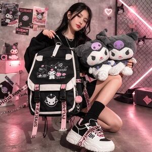 Sanrio Kuromi Bundle Backpack + 2 Plush NWT Model Hana